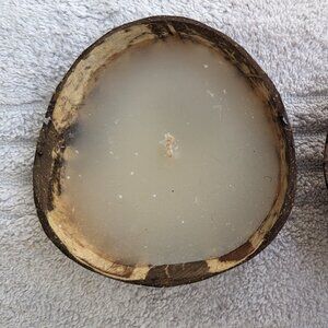 2 Vintage 4" Coconut Shell Candles - unused + they float!